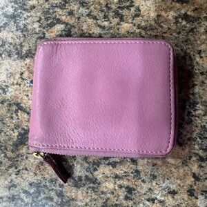 Minor History The Coupe Small Zip Around Smooth Leather Wallet in Rose Pink